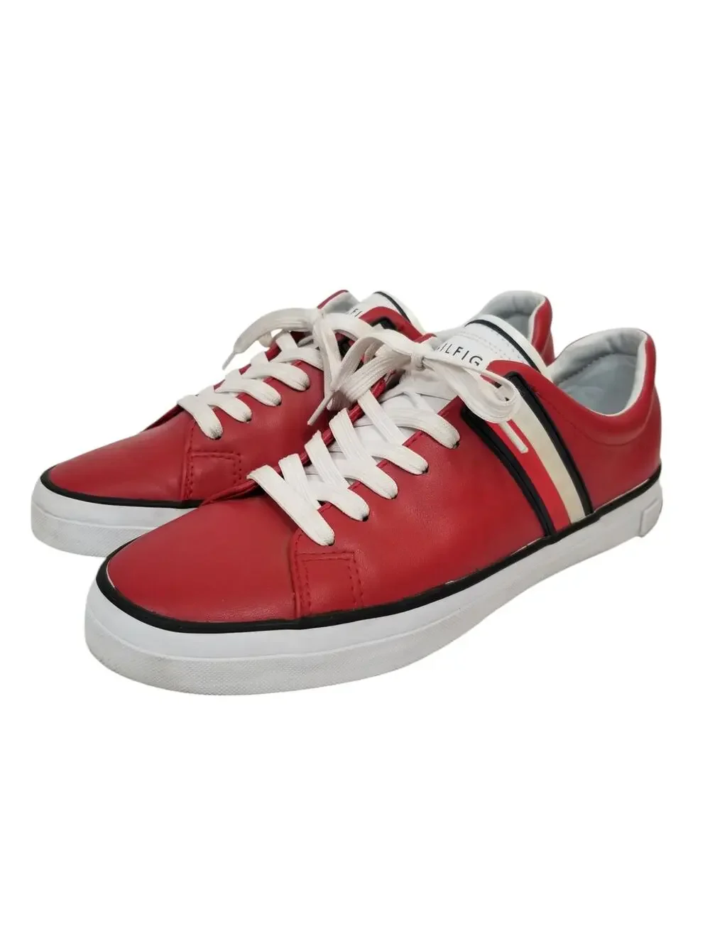 Tommy Hilfiger Men's Ramus Red Faux Vegan Leather Lace Up Sneaker Size 8.5